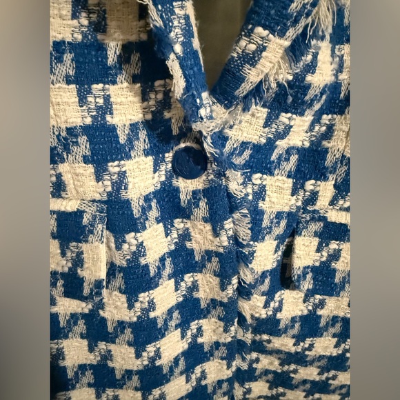 Steve Madden Harlow Blue and White Houndstooth Blazer S - Picture 5 of 6